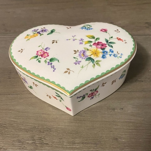 Vintage Other - Vintage Garden Delight by Christopher Stuart Heart Shaped Bone China Trinket Box